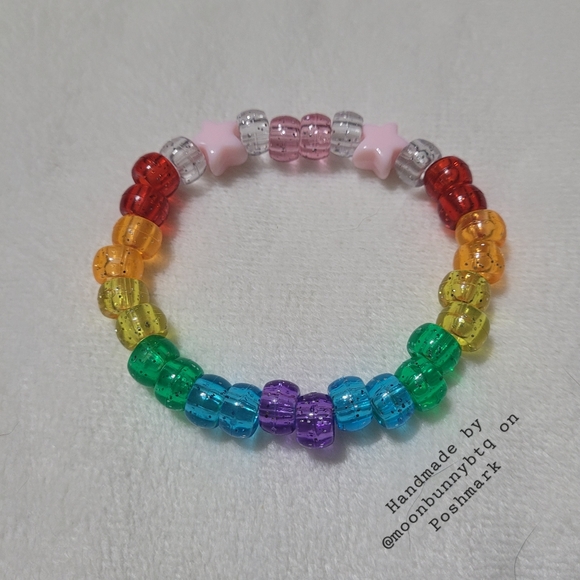 Handmade stacking bracelets "queer" LGBT pride 🏳️‍🌈 beaded kandi - Picture 6 of 9